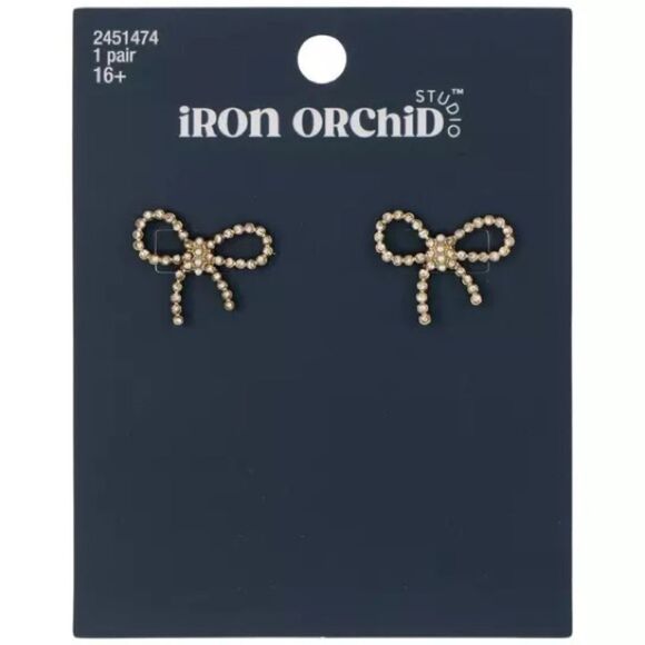 Jewelry - New! Iron Orchid Studio Bow Earrings NWT